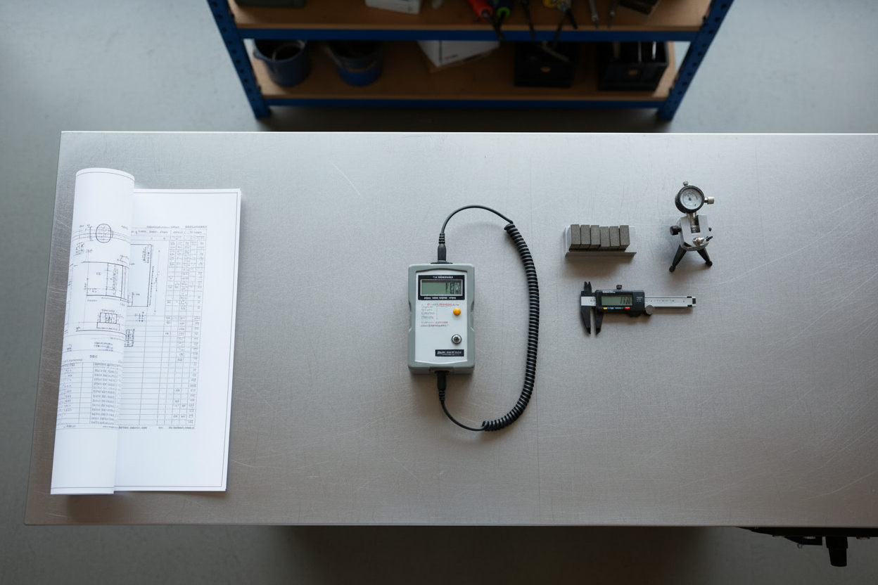 remove the lamp in the top corner along with the wrenches. The desk should be grey/steel